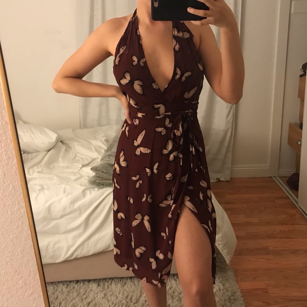 Reformation butterfly print midi dress